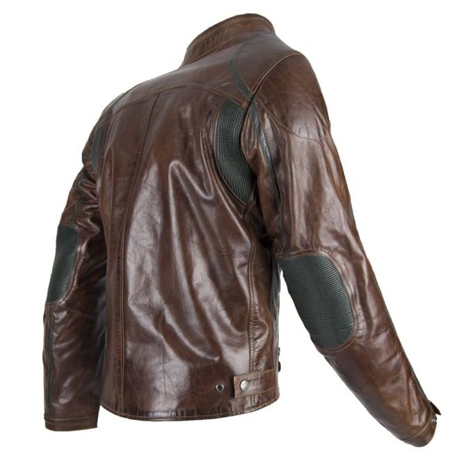 Chaqueta moto invierno cafe racer hombre Le Mans marrón espalda