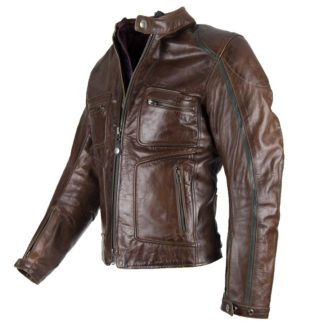 Chaqueta moto invierno cafe racer hombre Le Mans marrón frente