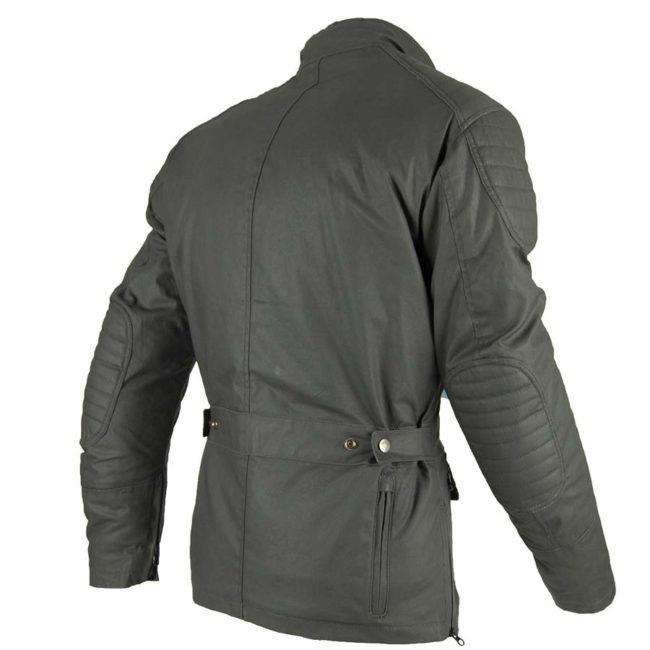 Chaqueta moto invierno cafe racer hombre london verde espalda