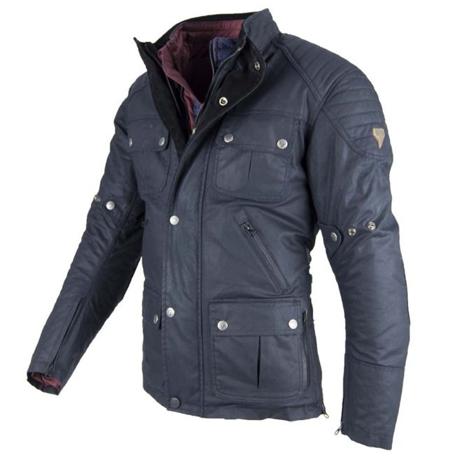 Chaqueta moto invierno cafe racer hombre london azul