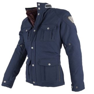 Chaqueta moto invierno cafe racer hombre style man azul frente