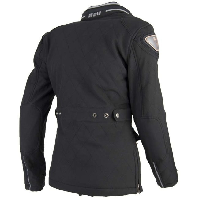 Chaqueta moto invierno cafe racer mujer style lady negro espalda