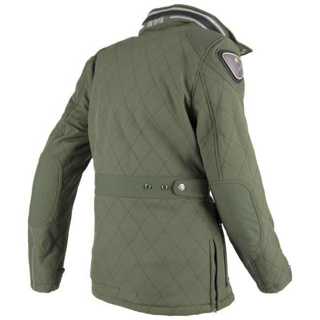 Chaqueta moto invierno cafe racer mujer style lady espalda verde