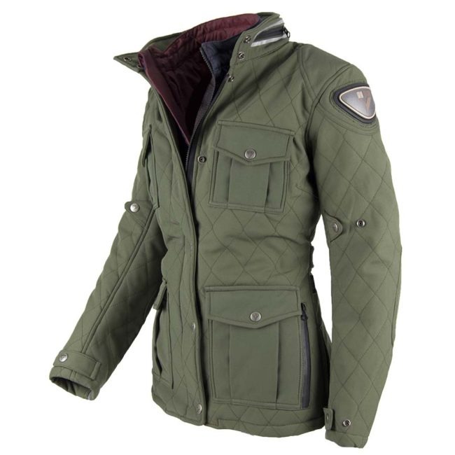 Chaqueta moto invierno cafe racer mujer style lady verde