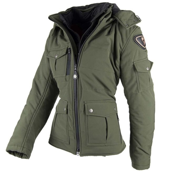 Chaqueta moto invierno cafe racer mujer urban III lady verde frente